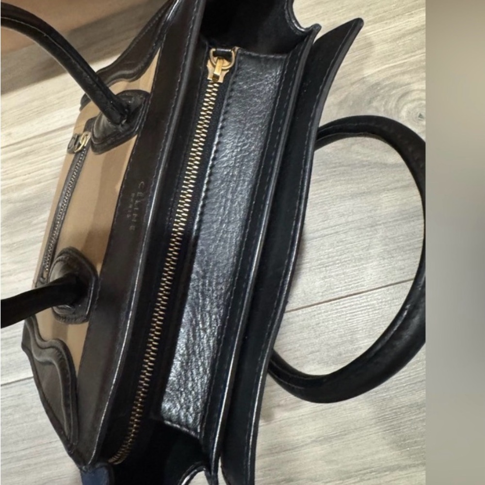Celine Tricolor Mini Luggage Tote in Brown, Black, and Navy - Picture 11 of 11